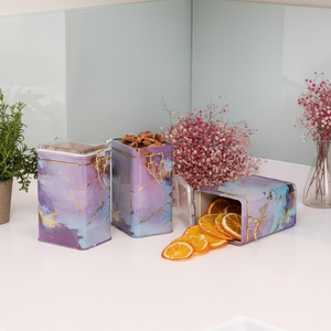 Rectangular Metal Box Set 75x100x150 mm 3 Pieces with <b>Wire</b> Clasp and Transparent Pink Gold Marble Texture Purple Liquid Lid - Product Image 3