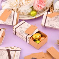 Mini valise personnalisée boîte cadeau en papier kraft vintage de saint valentin avec étiquettes et ficelle de jute pour mariage