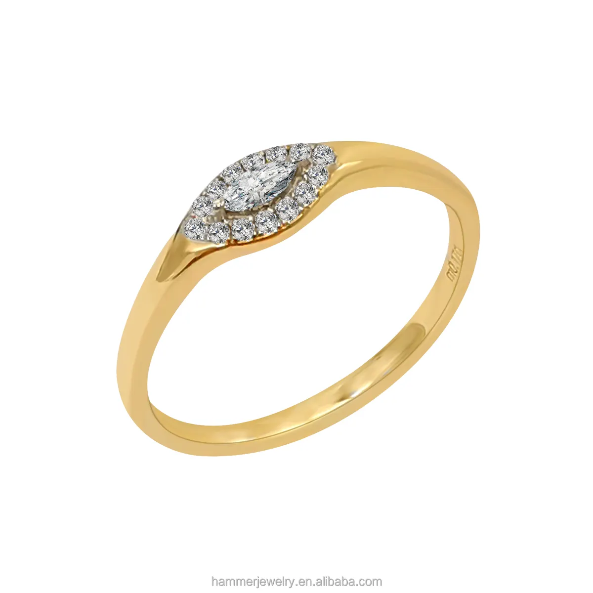 Nuovo arrivo anello in oro nuziale 14K vero oro giallo Moissanite anelli da donna gioielli