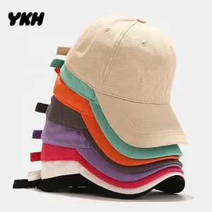 YKH नई उत्पाद रंग रिक्त पिताजी टोपी पेशेवर कस्टम कपास 6 पैनल खेल बेसबॉल टोपी टोपी