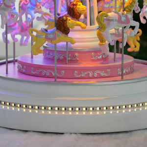 Boîte à musique carrousel rose enchantée pour décoration de Noël, ornements de carrousel en résine peints à la main, cadeaux d'anniversaire pour table - Product Image 3