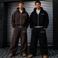 Ensemble de survêtement OEM personnalisé avec sweat à capuche zippé et pantalon de jogging, coupe ample, gris, streetwear, pour homme, fabricant