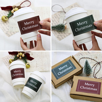 Autocollant décoratif en cellophane durable pour cadeaux de Noël - Joyeux Noël - Père Noël - Étiquette autocollante pour artisanat et bougies