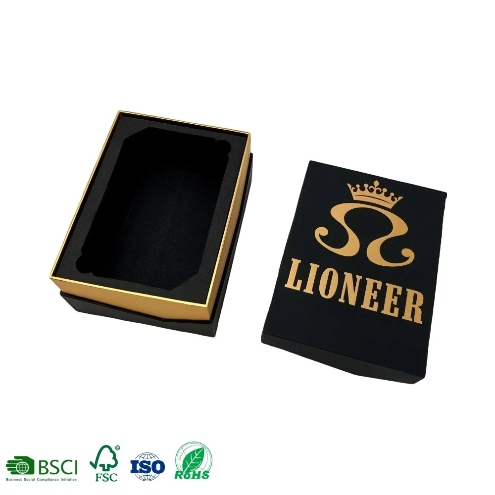 Timbratura Logo nero testurizzato carta profumata accessori regalo imballaggio scatola di cartone per candele