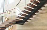 Escalier flottant à monopoutre, prix usine, pour intérieur commercial, en bois et acier, moderne, droit