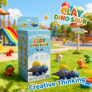 Kit d'arts et d'artisanat en argile dinosaure - Argile auto-durcissante non toxique, 1 squelette de dinosaure et 1 ensemble d'outils en argile, activité créative DIY pour garçons et filles - Product Image 3