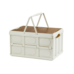Boîte de rangement extérieure Chongteng pliable avec poignée, couvercle en bois, rectangle, matériau PP, camping, étui pliable portable - Product Image 5