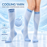 Chaussettes de compression montantes en fil rafraîchissant, personnalisables avec logo, respirantes pour infirmières, voyages, sports – Fournisseur OEM et marque privée en gros