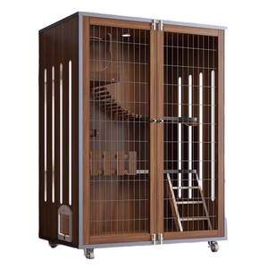 חתול עץ בית עץ לחיות מחמד עץ מלא שני וילה חתול בית אירוח פנורמי בית חתול בית יוקרה - Product Image 4