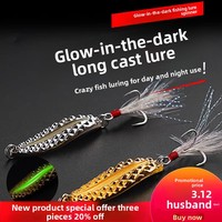 TRY&V OEM Leurre de pêche Luya, cuillère en acier inoxydable lumineuse à paillettes effet écaille de poisson et sangsue, pour pêche au vif, simulation de poisson vif, pour eau douce et achigan