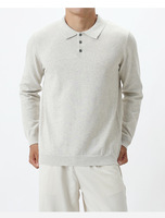 Pull tricoté haut de gamme style Old Money personnalisé, haut décontracté à manches longues pour homme, couleur unie, automne-hiver, style polo