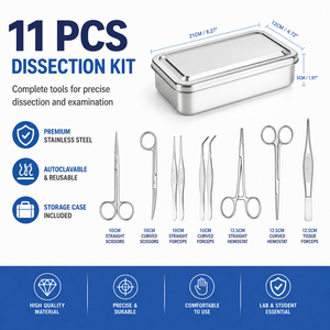 Kit d'instruments de dissection pour souris, ensemble d'outils anatomiques chirurgicaux pour petits animaux, 11 pièces, pour la recherche animale Bio CD4349 - Product Image 1