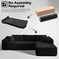 Sofá Seccional en Forma de L Moderno de Alta Calidad, Convertible, Diseño Afelpado de Corduroy, Sofá Cama Comprimido al Vacío para Apartamento u Hotel