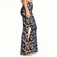 Großhandel Damen High-Waist Flare Yoga-Hosen Retro Boho Feder-Bedruckte Schlaghosen Ethnisch Gemusterte Hosen Nach Maß
