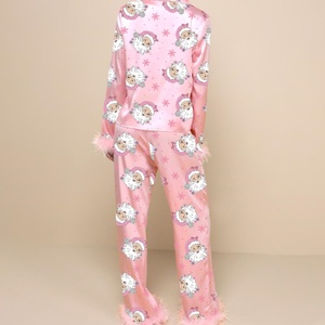<span class=keywords><strong>Pyjama</strong></span> en <span class=keywords><strong>satin</strong></span> pour femmes avec logo personnalisé du fabricant, vêtements décontractés pour femmes, <span class=keywords><strong>ensemble</strong></span> de <span class=keywords><strong>pyjama</strong></span> pour la maison - Product Image 3