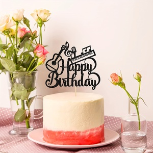 1 adorno para pastel de <span class=keywords><strong>feliz</strong></span> <span class=keywords><strong>cumpleaños</strong></span> con diseño de guitarra y <span class=keywords><strong>piano</strong></span>, artículos para fiestas de <span class=keywords><strong>cumpleaños</strong></span> para amantes de la música, letrero de <span class=keywords><strong>feliz</strong></span> <span class=keywords><strong>cumpleaños</strong></span>, decoraciones para pasteles - Product Image 3
