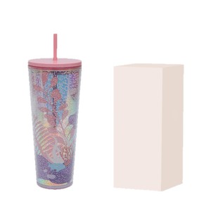 Shang Kou Ai Double Wall Plastic Straw Cup 750ml Reusable With Lid And Straw For Party Drinkware - Product Image 5