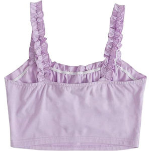 Usine personnalisée femmes volant garniture sangle cravate <span class=keywords><strong>noeud</strong></span> froncé avant <span class=keywords><strong>bustier</strong></span> haut court - Product Image 4