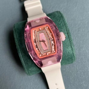 Luxurious Limited Edition Transparent Pink Diamond-encrusted Skeletonized Tourbillon <b>Automatic</b> Mechanical Diver Power Reserve - Product Image 2