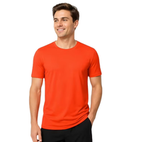 T-shirt en maille respirante OEM pour homme, t-shirt à col rond léger et doux, manches courtes, t-shirt décontracté d'été, fabrication de logo personnalisé