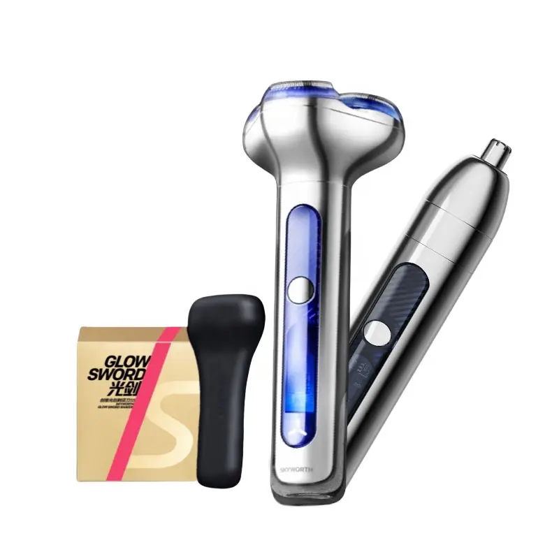 Meilleure vente tondeuse à poils multiples 2 en 1 pour le nez rasoir à barbe électrique rotatif rechargeable pour hommes