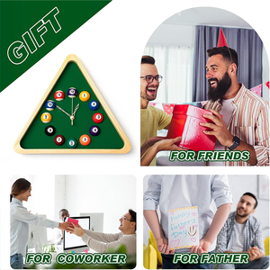 <span class=keywords><strong>Horloge</strong></span> de billard triangulaire 14 pouces avec cadre en bois, décoration de jeu de snooker pour salle de billard - Product Image 4