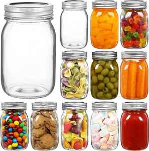 Modern Transparent Airtight Glass <b>Jars</b> with Lids-Empty Mason <b>Jars</b> <b>for</b> Camping & <b>Kitchen</b> Use Food <b>Storage</b> - Product Image 1