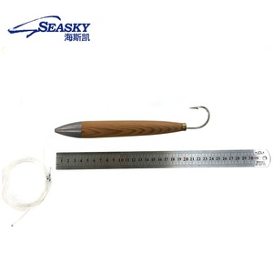 Seasky 4' Appât artificiel en bois de cèdre pour la pêche, appât en bois, équipement de pêche pour la pêche au bar rayé, au thon, <span class=keywords><strong>hameçon</strong></span> <span class=keywords><strong>Mustad</strong></span> - Product Image 4