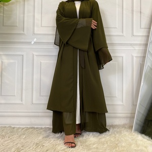 1875# Newest Arab Turkish Jilbab Dubai Abayas Muslim Women Islamic Dress Simple <b>Plain</b> Color Chiffon Pray <b>Abaya</b> Dresses EID - Product Image 3
