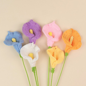 Calla au crochet finie, fleurs artificielles, crochet en fil, bouquet DIY pour les marchés et les marchés nocturnes - Product Image 1