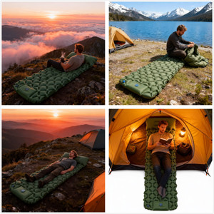 Portable Inflatable Camping Sleeping Mat Foot Pump Air Mattress Lightweight <b>Backpacking</b> Pad for Outdoor Hiking Travel - Product Image 6