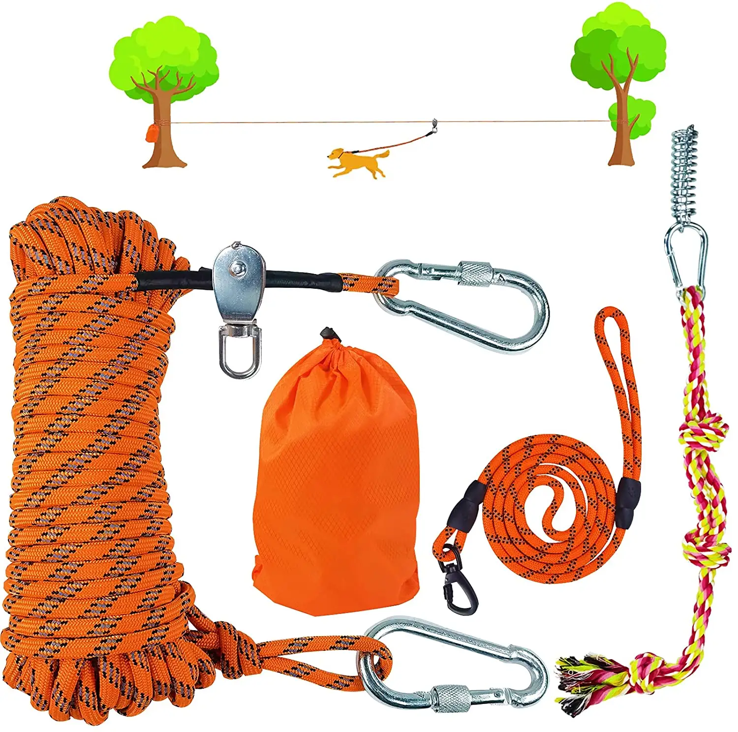 Nieuwe Hot Style Camping Park Outdoor Activiteit Hond Vastgebonden Loopband Overhead Vastbinden Kabel Voor Honden