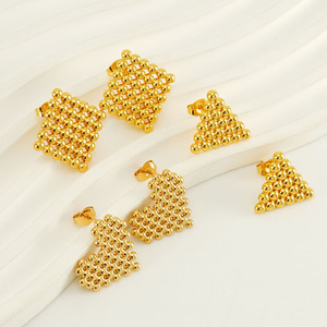 Zogxin Geometric <b>Titanium</b> Steel <b>Stud</b> Earrings Gold Square Heart Shape For Women Fashion Jewelry Gift - Product Image 2
