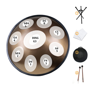 Factory Mini Handpan Drum 18 pulgadas G Key Instrumento de percusión <span class=keywords><strong>Hand</strong></span> <span class=keywords><strong>Pan</strong></span> 18 en 9 notas con soporte - Product Image 1