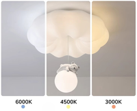 Lampu Langit-langit Beruang Awan Krim LED Akrilik Modern untuk Kamar Tidur dan Kamar Anak-Anak - Pencahayaan Spektrum Penuh Ramah Mata