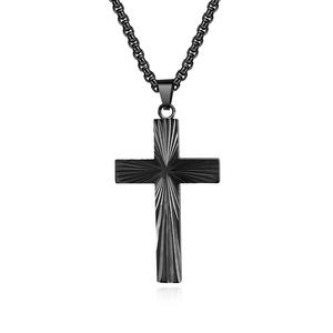 Titanium Steel Radial <b>Cross</b> Pendant Men's Necklace Stainless Steel Gift Jewelry - Product Image 5