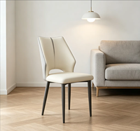 Chaise de salle à manger contemporaine avec dossier, pieds en métal, revêtement en similicuir, mobilier moderne pour la maison, hôtels, restaurants, écoles, appartements