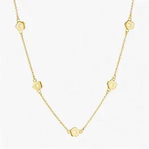 Waterproof jewelry wholesale gold plated stainless steel jewelry 18k gold plated rowena flower chain necklace for women