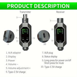 Ensemble de système émetteur-récepteur de microphone dynamique filaire à sans fil G1 Adaptateur UHF 2.4GHz XLR Émetteur-récepteur pour micro guitare Pickup - Product Image 5