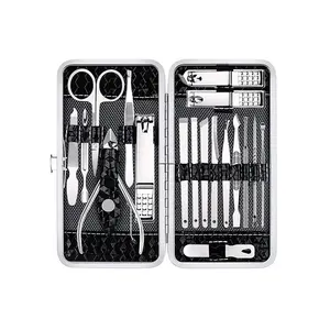 Aangepaste Manicure Set 18 In 1 Professionele Pedicure Kit Full-Package Verzorgingsset Met High-End Lederen Reiskoffer