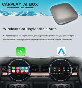 NAVLYNX appleie mini Ultra CarPlay kotak AI, dongle adaptor LTE GPS WIFI 4G 64G otomatis nirkabel untuk Android 14 13
