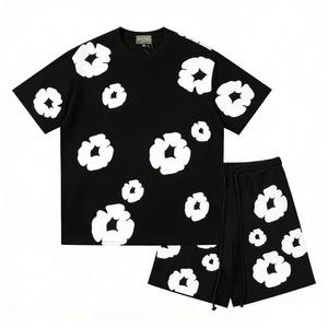 Camisetas y Pantalones Cortos de Marca de Diseñador Estadounidense, Ropa Urbana para <span class=keywords><strong>Hombre</strong></span>, 100% Algodón, Conjunto de 2 Piezas con Estampado de Corona, Transpirable para Verano - Product Image 1