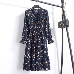 Abito da Ufficio <span class=keywords><strong>Nero</strong></span> Stile Coreano 2020, <span class=keywords><strong>Vestito</strong></span> a Pois Vintage da Donna, Abito Floreale Primaverile a Maniche Lunghe - Product Image 6