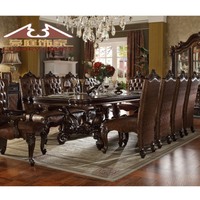 Ensemble de table à manger sculptée à la main de style classique européen Longhao, meubles de salle à manger de style royal vintage