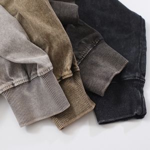 Camiseta desgastada con estampado personalizado al por mayor Camiseta de manga larga de algodón pesado lavado vintage liso para hombre - Product Image 5