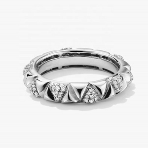 Milskye thiết kế mới nhất 14k vàng cầu nguyện Pave kim cương CZ zircon hình tam giác vòng - Product Image 6