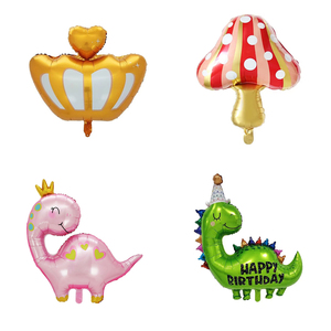 Décorations de fête de mariage Couronne dorée <span class=keywords><strong>Dinosaure</strong></span> rose et ballons en feuille d'avion rétro Joyeux anniversaire Célébration - Product Image 1