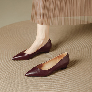 Elegantes Zapatos Planos de Mujer con Punta en Pico, de Cuero Genuino, Cómodos y Fáciles de Poner, Color Marrón, para Todas las Temporadas, Zapatos de Tacón Alto - Product Image 4