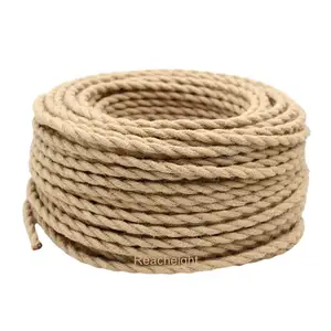2 Core 3 Core Vintage Hemp Rope Jute Electrical Wire Braided Twisted Cable Cord For Retro Deco Lights