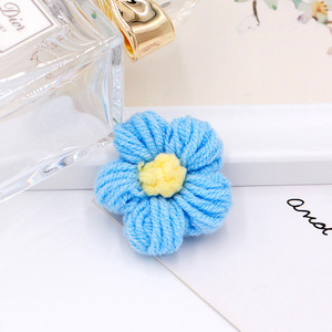 Handmade Puff Flower Crochet <b>Hook</b> Flower Brooch Earrings Hair <b>Clip</b> Bag Jewelry Accessories Materials Yarn Craft Supplies - Product Image 3